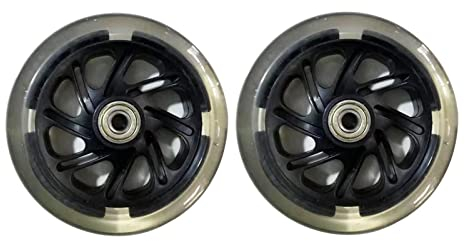 CUSMA Beleuchtete Scooter Vorderräder, 120 MM Leises LED Skateboard Blitzrad Mit Lagern ABEC-7, Für Kinder Scooter Kickboard,Schwarz,Set of 2