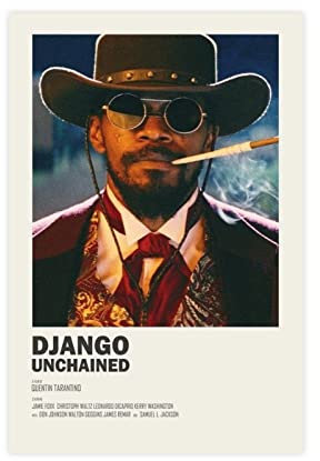 KOURT Minimalistisches Vintage-Poster Django Unchained Filmposter Leinwand Schlafzimmer Dekor Sport Landschaft Büro Zimmer Dekor Geschenk Rahmen: 40 x 60 cm