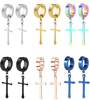 6 Paar Non-Piercing Clip On Ohrringe Herren Damen Kreuz Baumel Creolen Ohrclips Ohrringe Set Clips Ohne Ohrloch Ostern Weihnachten