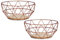 levandeo 2er Set Korb Metall Kupfer 26x12cm Obstkorb Modern Holz MDF Braun Schüssel Schale Deko Design Tischdeko Industrialstil