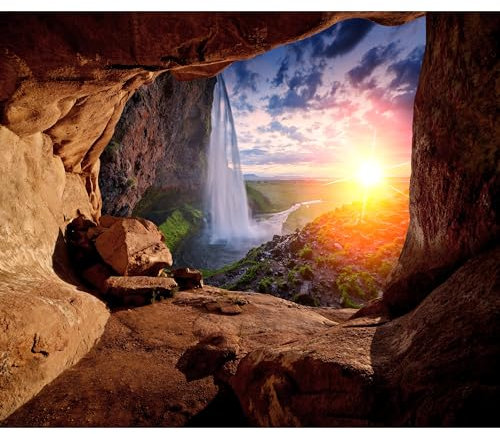 murando Fototapete Premium-Vlies Steine 500x350cm Foto Tapete Schlafzimmer Wohnzimmer Vliestapete XXL Wandtapete Motivtapeten Bildtapete 3d Effekt Wand Dekoration Flur Natur Landschaft Sonne Waterfall