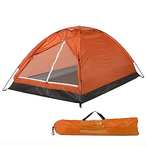 EpheyFIF Campingzelt für 2 Personen, wasserdicht, Rucksackreisen, Zelte, einfacher Aufbau, leicht, zum Wandern, Hinterhof, Orange