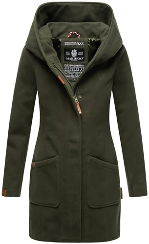 MARIKOO Damen Mantel Trenchcoat Wintermantel Übergangs Jacke Parka Lang B819 [B819-Maik-Olive-Gr.XXL]
