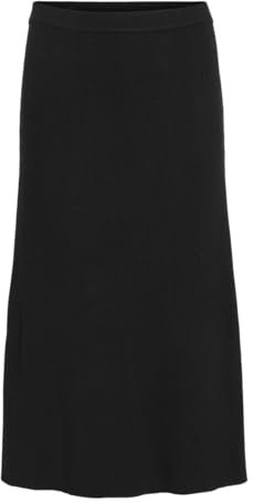 VILA VICOMFY A-Line Knit Skirt-Noos Gonna Midi, Black, XXL Donna