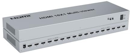 4 K 16 x 1 HDMI Multiviewer, 16 x 1 HDMI Splitter für vier Bildschirme, 2, 4, 6, 8, 16 in 1, Out nahtloser Switch, PC, Kamera, PC, Bildschirmsplitter für TV-Monitor (1080P 60Hz)