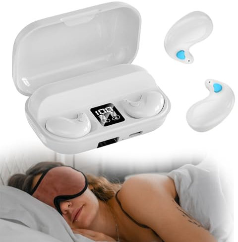 Xmenha Écouteurs Bluetooth de Sommeil pour Les dormeurs latéraux Casque sans Fil Intra-Auriculaires Bluetooth 5.3 à Réduction de Bruit HiFi Stéreo avec Microphone Blanche