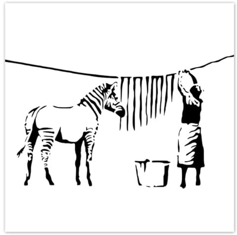 Wandtattoo, 30 x 30 cm, Motiv: Wäsche, Zebrastreifen, Banksy Nr. H8705Z_NS1AI