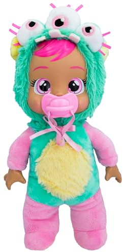 Cry Babies Tiny Cuddles Monster Zippy, Plüsch-Baby-Puppe, Tiny Cuddles mit personalisiertem Pyjama eines Monsters, das echte Tränen weint, Kinder ab 18 Monaten und älter