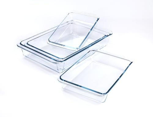 Set of 4 Tempered Nesting Glass Bakeware Set, Glass Baking Mould Set, Oven, Microwave, Fridge and Dishwasher Safe - 1L, 1.7L, 2.8L, 4.2L (B1443)