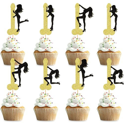 Blumomon 24 Stück Funkelnde Einzelne Frauen Cupcake Topper Mini-Auswahl Braut Dusche Junggeselle Geburtstagsparty Kuchen Dekoration Elemente Heißes Mädchen Cupcake Topper