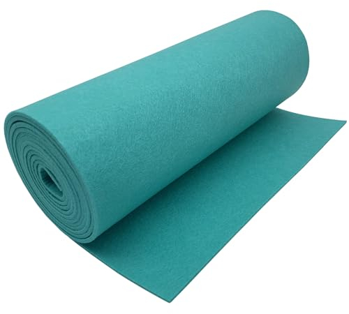 EDGEAM Filz Filzstoff Filzrolle 30cm x 250cm Bastelfilz Polyester Filz 3mm Dick für Filzunterlage Deko Filzmatte DIY Aufbewahrungstasche Patchwork Nähen Filz zum Basteln (Türkis, 30cm x 250cm)