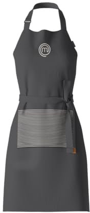 MasterChef Chef Apron for Men & Women, Cotton Cooking Apron with Pocket, Embroidered Detailing & Official Show Logo, Premium Quality Kitchen Garment, Adjustable Strap, One Size Fits All, Elite