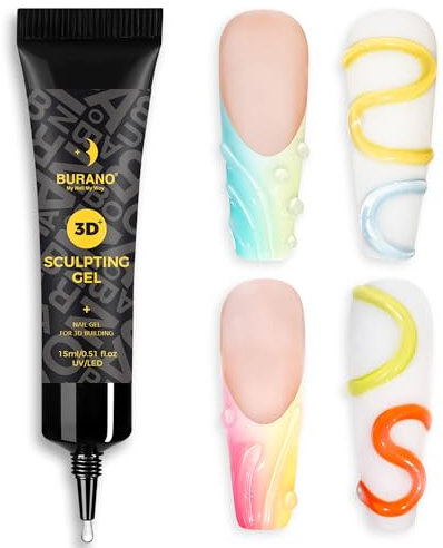 BURANO 3D Clear Nail Sculpting Gel, 15G Nail Glue Gel for Nail Art Designs, Clear Gel Polish Molding Gel for Drawing, Liner Gel for Sculpture and Decoration