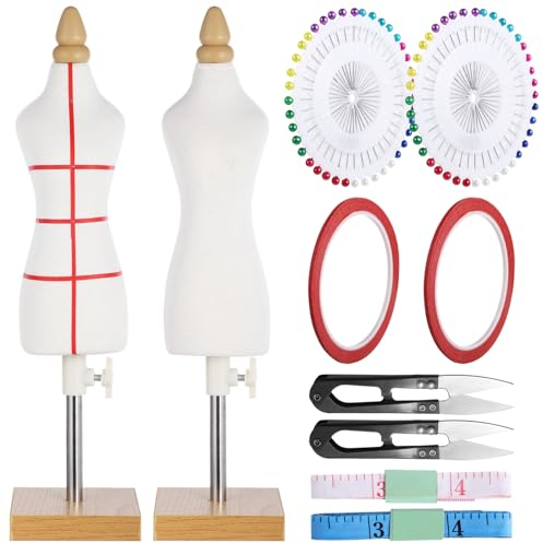 Schneiderpuppen-Set, Schneiderpuppe, Schneiderpuppen-Set, mit Nadeln, Nähflicken, Maßbänder, Puppenkleid, 1/4-Größe, Körper, Miniatur-Nähen, Schaufensterpuppe, Kleiderformen zum Nähen, 10 Stück