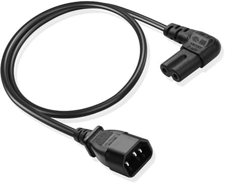 JSADZKJ 90 Degree IEC 320 C14 to C7 Power Cable - Right Angle Female to Male Power Supply Extension Cord - 3 Pin to Figure 8 AC Power Conversion Cable (0.6M/1.96FT)