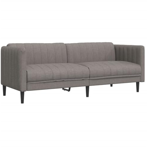 vidaXL Sofa 3-Sitzer, Couch mit Armlehnen Rückenlehne Stützbeine, Loungesofa für Wohnzimmer, Polstersofa Sofagarnitur, Modern, Taupe Stoff