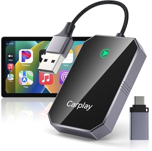 Mavulo Carplay Wireless Adapter für iPhone,2024 Upgrade Tragbarer ios Wireless Carplay,Adapter Konvertiert Kabelgebundenes CarPlay in Drahtloses, Kompatibel mit Autos ab 2015 & iOS 10+