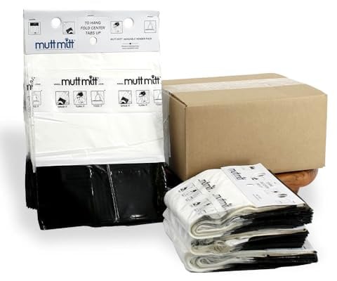Mutt Mitt® 2-lagers hundavfallspåsar med tjocka 2 mil vantar – inget mer yuck eller varmt handslag – 400 vita och svarta hundavfallspåsar på 4 hundavfallspåsar stationshuvud