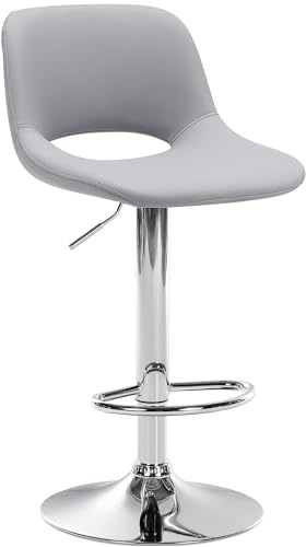 CLP Barhocker Camden I Kunstleder-Bezug Farbe grau Material Gestell Metall in Chromoptik