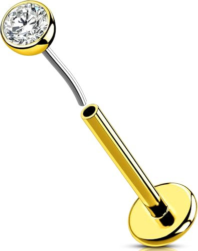 OUFER Body Piercing Piercing labret en titane sans filetage 18 g 5/6/8/10/12 mm pour tragus, conque, lèvre, lobe, nez