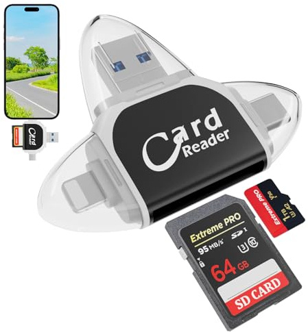 FENGQ Multi-Port 4 in 1 Universal SD TF Kartenleser, Micro SD Card Reader SD Kartenleser, Kamera Speicherkartenleser, Dual Kartensteckplatz Speicherkartenleser, für Android Phone Notebook Kamera