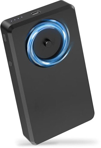 Wireless Portable Charger for Samsung, 8000mAh Ultra Slim Power Bank with Innovative Electric Suction Cup, Compatible with iPhone and Android Cell Phone, Support 22.5W USB-C PD Fast Charging, Black