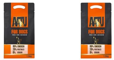 AATU 80/20 Hundefutter - Trocken Getreidefrei - Verschiedene Größen und Geschmacksrichtungen, Hoher Fleischanteil und ohne künstliche Geschmacksverstärker (Packung mit 2)