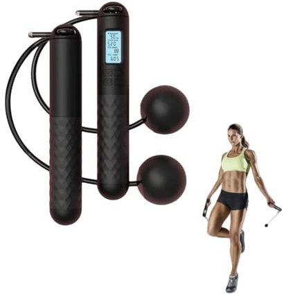 Ryfpdml Ropeless Skipping Rope, Cordless Skipping Ropes for Adults, Wireless Skipping Rope with Counter Smart Digital Gravity Ball Jump Rope for Kids Adluts (C)