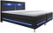 Juskys Boxspringbett Norfolk 200x200 cm - LED Beleuchtung, Bonell Matratze & Topper - 66 cm Komforthöhe - schwarz - Bett Doppelbett Polsterbett