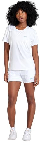 Sportkind Mädchen & Damen Tennis, Padel, Fitness, Sport T-Shirt Loose Fit Kurzarm, atmungsaktiv, UV-Schutz UPF 50+, Weiß, Gr. L