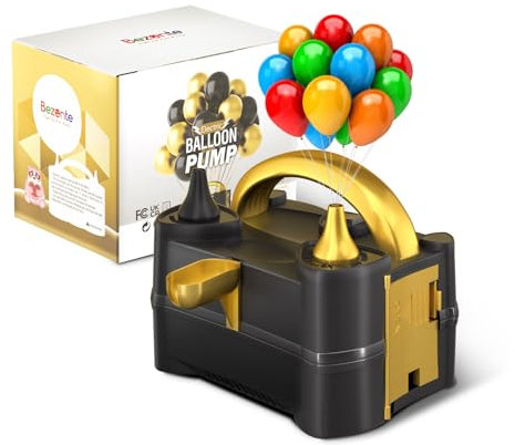 Bezente Balloon Pump Electric, Portable Balloon Inflator Pump Electric Air Pump for Balloons Dual Nozzle Electric Balloon Pump for Birthday Wedding Graduation Party Decorations