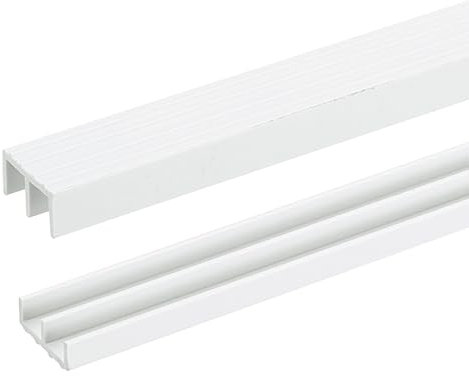 sourcing map 1 rail de porte coulissante en plastique blanc, rail de fenêtre coulissante en verre pour panneaux de 6,35 mm d'épaisseur, pour porte de placard en verre (0,9 m de long)