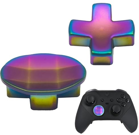 2 Packs Metal D-Pads Set for Xbox Elite Series 2 Controller, Replacement Parts Directional Pad Button Kits for Xbox Controller Series 2 Core/Elite Series 2 Controller(Rainbow)