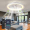 UVWHYZ Weißer Deckenventilator mit Licht & APP/Fernbedienung | 48cm Leise LED Deckenleuchte | 6 Stufen + Umkehrfunktion | Dimmbar (3 Farbtöne) | Für Wohnzimmer & Schlafzimmer