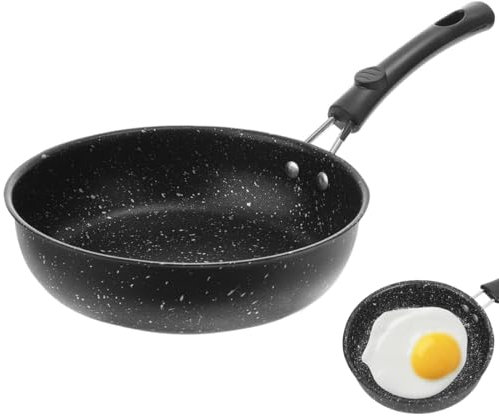 Poêle à Frire Antiadhésive, Poêle à Omelette Casseroles, Induction, Revêtement antiadhésif, Empilable, Compatible lave-vaisselle, Poêle Façon Pierre Tous Feux Dont Induction, Noir, diamètre 14CM
