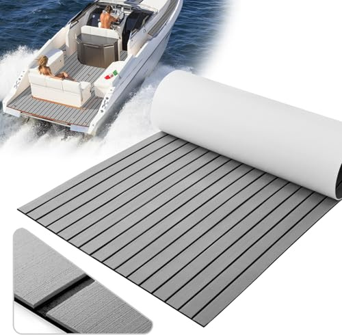 Xisair Schiffsbodenmatten Eva Teak-Deck Schaumstoff-Schiffsdeck, Selbstklebender Schiffsbodenbelag rutschfeste Schiffs-Teakdeckmatte für Yachten, Segelboote, Wohnmobile, Schwimmbäder, Gerade Rillen