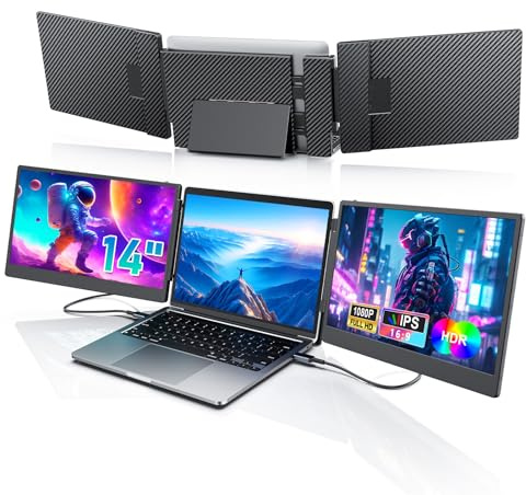 Laptomo Laptop-Monitorverlängerung, 35,6 cm (14 Zoll) FHD-Laptop-Bildschirmverlängerung, 1080P FHD Dreifach-Bildschirm, Plug & Play-Monitorverlängerung für Win/Dex/Android/Mac