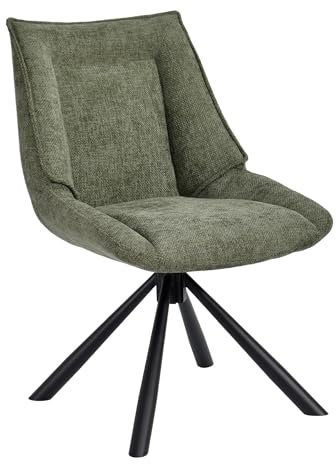 Duhome Esszimmerstuhl Chenille Schminktischstuhl 180° Drehbar Automatische Rückstellfunktion Lounge Stuhl Modern für Wohnzimmer Schlafzimmer Büro, Grün