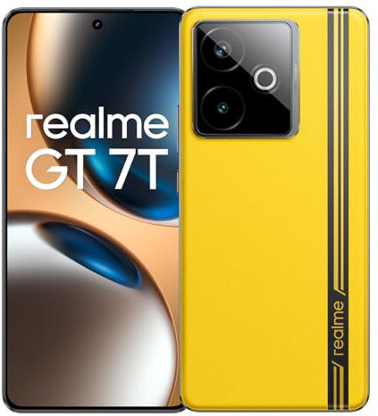 realme GT7T 5G Smartphone 12+256GB, Cámara IMX896 Flagship, Chipset MTK8400-MAX Flagship, Pantalla Pro-Esports 6.78'' 120Hz, Batería 7000mAh, Ultra Charge 120W, IP69, GT Boost, Android 15-Amarillo