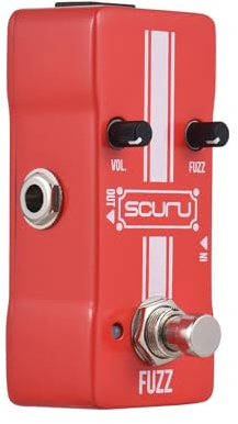 SCURU Gitarren-Fuzz-Effektpedal, VOL FUZZ, vielseitiger Sound, DC 9 V, Mini-Fuzz-Effektor für E-Gitarre mit True Bypass für E-Gitarristen, Aluminiumlegierung, Rot, 9,5 cm