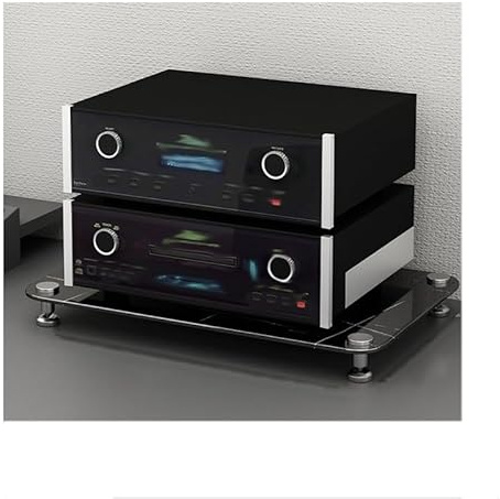 Studio Desktop Speaker Stand 1 2 3 4 Tier Media Storage Shelf for Record Player & Stereo Non Slip Shock Pads Versatile TV Cabinet (Black 45x35x4cm)