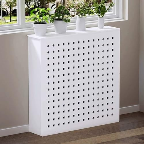 Cache Radiateur Tablette de Radiateur en Bois PVC avec Panneau Perforé pour Salon Chambre Salle de Bain(70x80x15cm/28x31x6in)