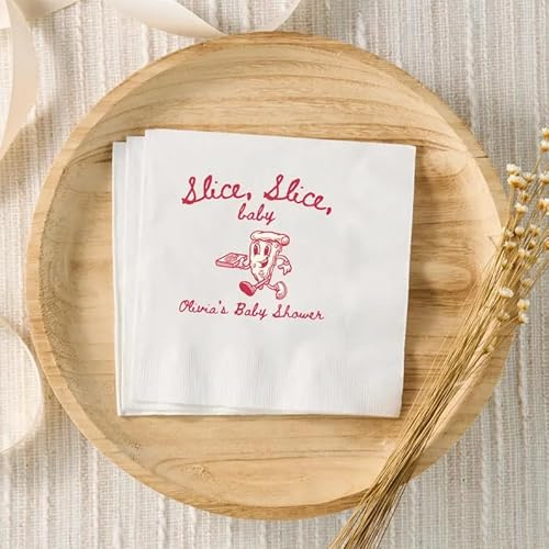 Personalisierte italienische Pizza-Servietten für Babypartys – individuelle lustige Dessert-Servietten, Einweg-Papierservietten, Pizza-Themenparty-Dekoration, Dekoration für Pizzaria-Themen-Geburtstag