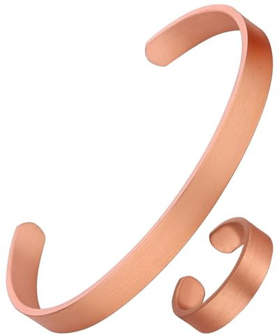 MagEnergy Kupferarmband-Ring Set Unisex individuell verstellbar | Reinkupfer-Set handgefertigt, verstellbar & hautfreundlich. Mit Geschenkbox, perfekt für Alltag und Geschenkzwecke.