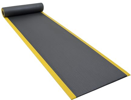 Guardian 24031202BY Air Step Anti-Fatigue Floor Mat, Vinyl, 3'x12', Black with Yellow Stripes, Reduces Fatigue and discomfort, Can be Easily Cut to fit Any Space