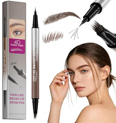 Eyebrow Stencil Kit, Luxury Eyebrow Pencil for Women, 2-in-1 Dual-Ended Micro Waterproof Brow Pencil with 4D Angled Tip & Ultra-Fine Tip, Natural Hair-Like Strokes, Long Lasting Makeup - Light Brown
