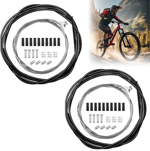 Zwei Sets Bowdenzug Fahrrad Universal-Fahrradschaltzugsets, Inklusive Kabelhülle Und Bremszug, Schaltzughülle, Endkappen Und O-Ringen, Ringförmige Brems- Und Schaltzüge, Aus Pvc, Schwarz