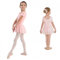 Kinder Ballettanzug aus Baumwolle, ROSA, Kurzarm, mit langem Voile-Röckchen, Rosa, Jahre 8-10