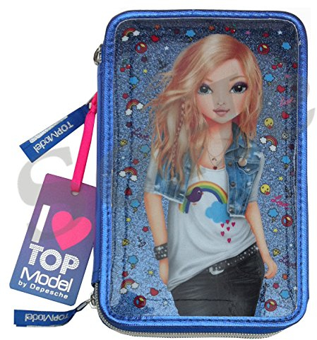 Depesche Top Model Federtasche Mäppchen Federmäppchen 3Fach blau Friends NEU 7970