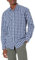 Amazon Essentials Herren Lässiges langärmeliges Popeline-Hemd Normale Passform, Blau Grau Karomuster, XL